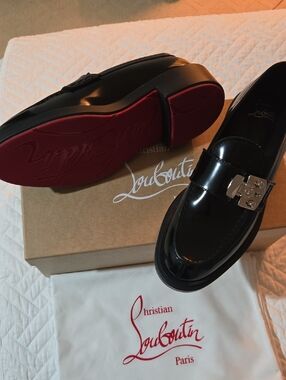 Christian Louboutin Black Patent Leather Urban MOC LOCK Flat